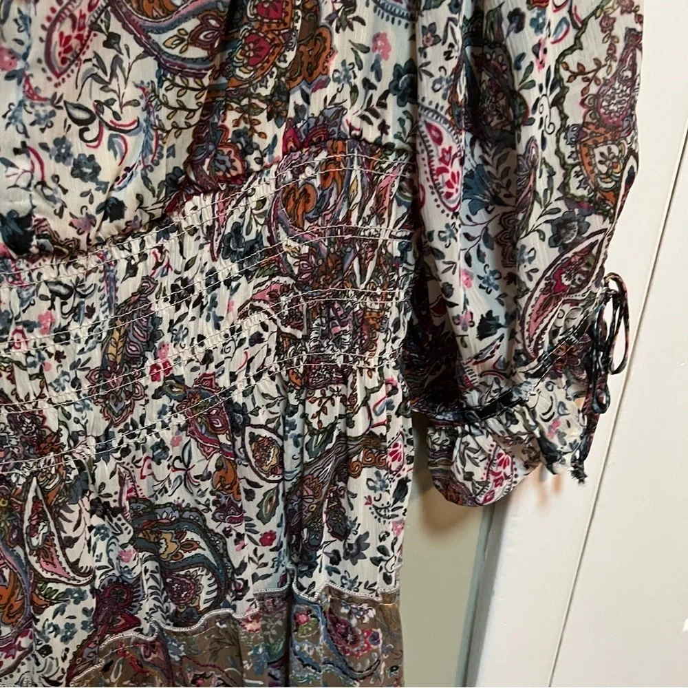 Figueroa & Flower Women's Size Large Midi Dress Boho Paisley Floral Off Shoulder